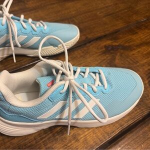 Women’s Adidas Tennis GameCourt 2 Blue and White Athletic Shoes